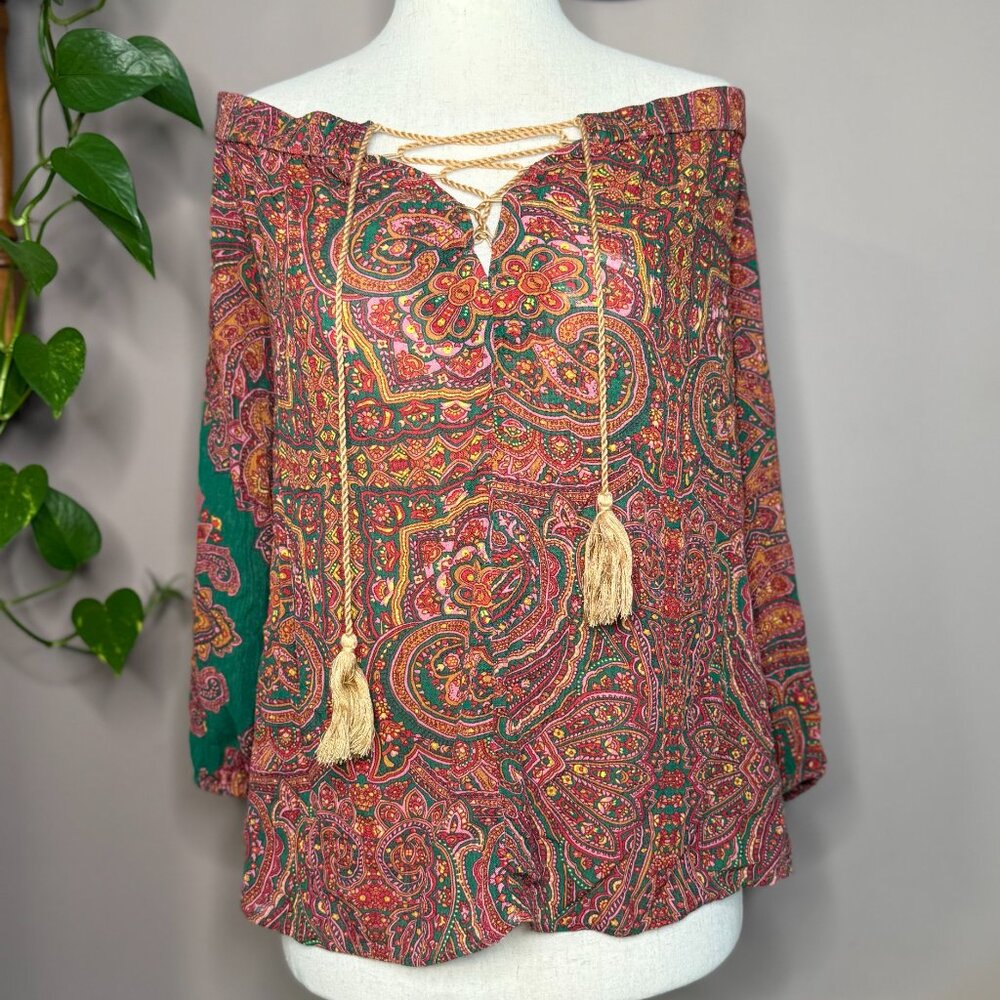Line & Dot Paisley Blouse Women's Size Medium New With Tags NWT